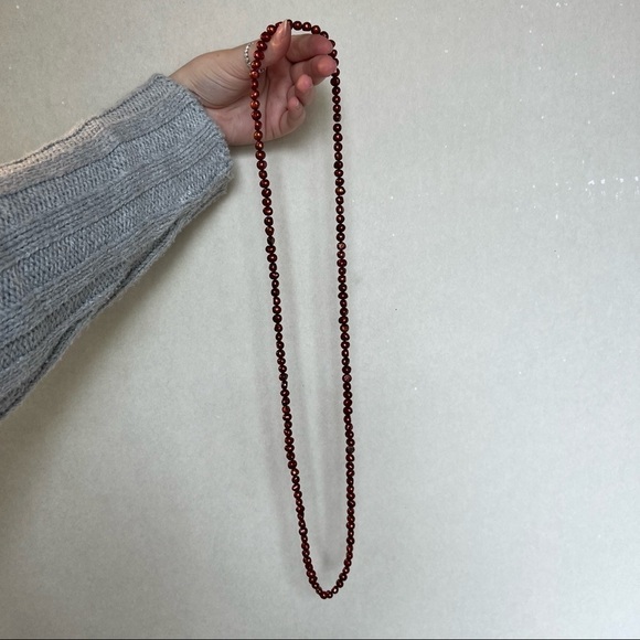 Freshwater Pearl Red Linear Necklace - Picture 2 of 2